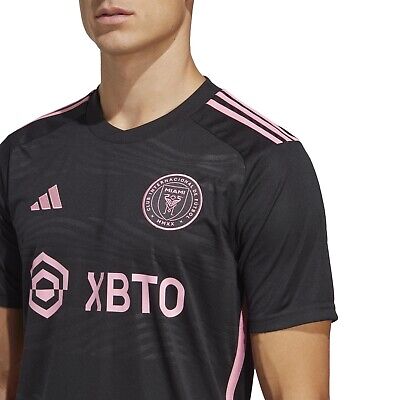 adidas Men's Lionel Messi Inter Miami Away Jersey 23/24 w/ MLS Apple + Sponsors Patches (Black/True Pink) | SoccerWearhouse