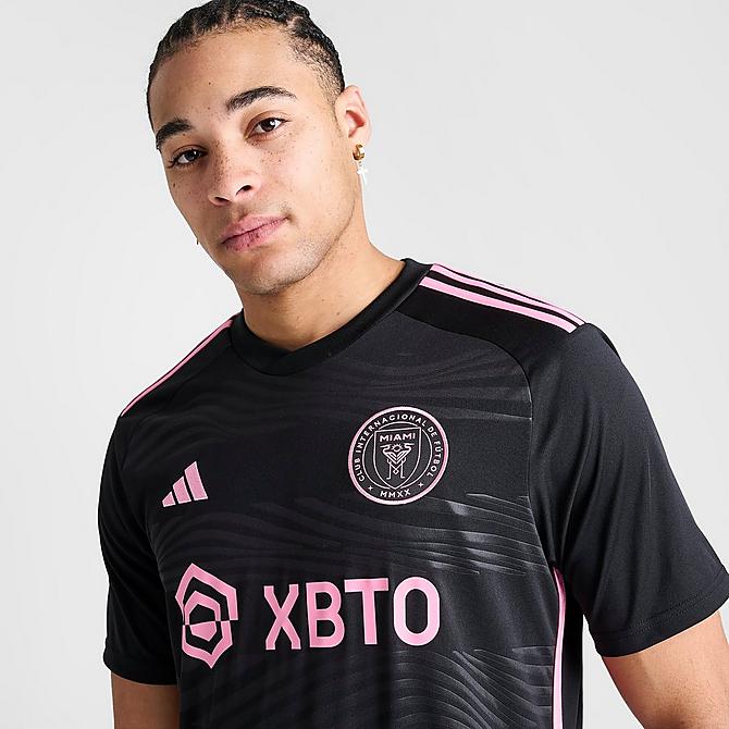 adidas Men's Lionel Messi Inter Miami Away Jersey 23/24 w/ MLS Apple + Sponsors Patches (Black/True Pink) | SoccerWearhouse
