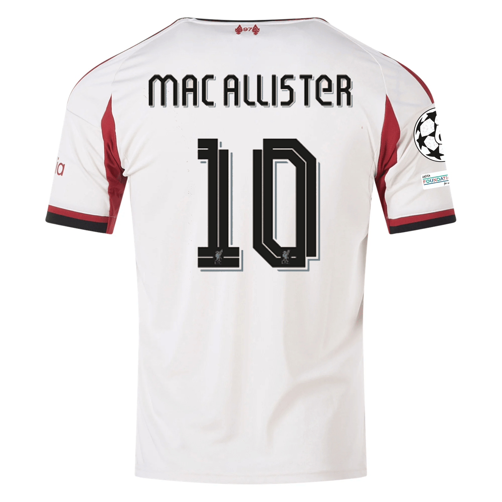 adidas Men's Liverpool Alexis Mac Allister Away Jersey w/ Champions League Patches 25/26 (Wonder White) | SoccerWearhouse