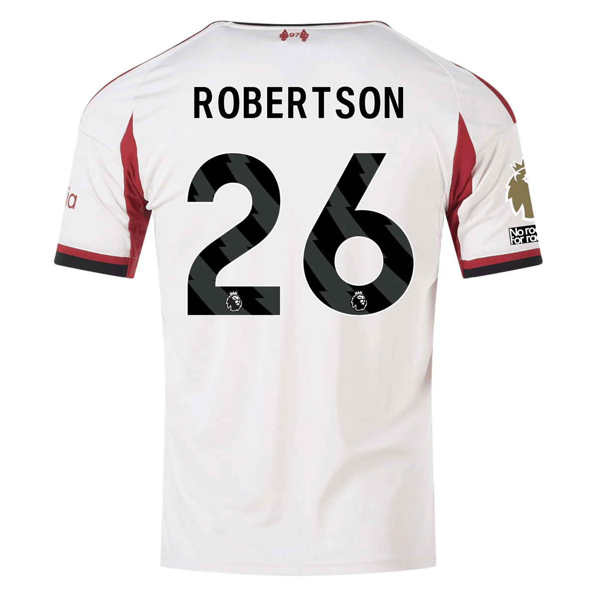 adidas Men's Liverpool Andy Robertson Away Jersey w/ EPL Champions Patch 25/26 (Wonder White) | SoccerWearhouse
