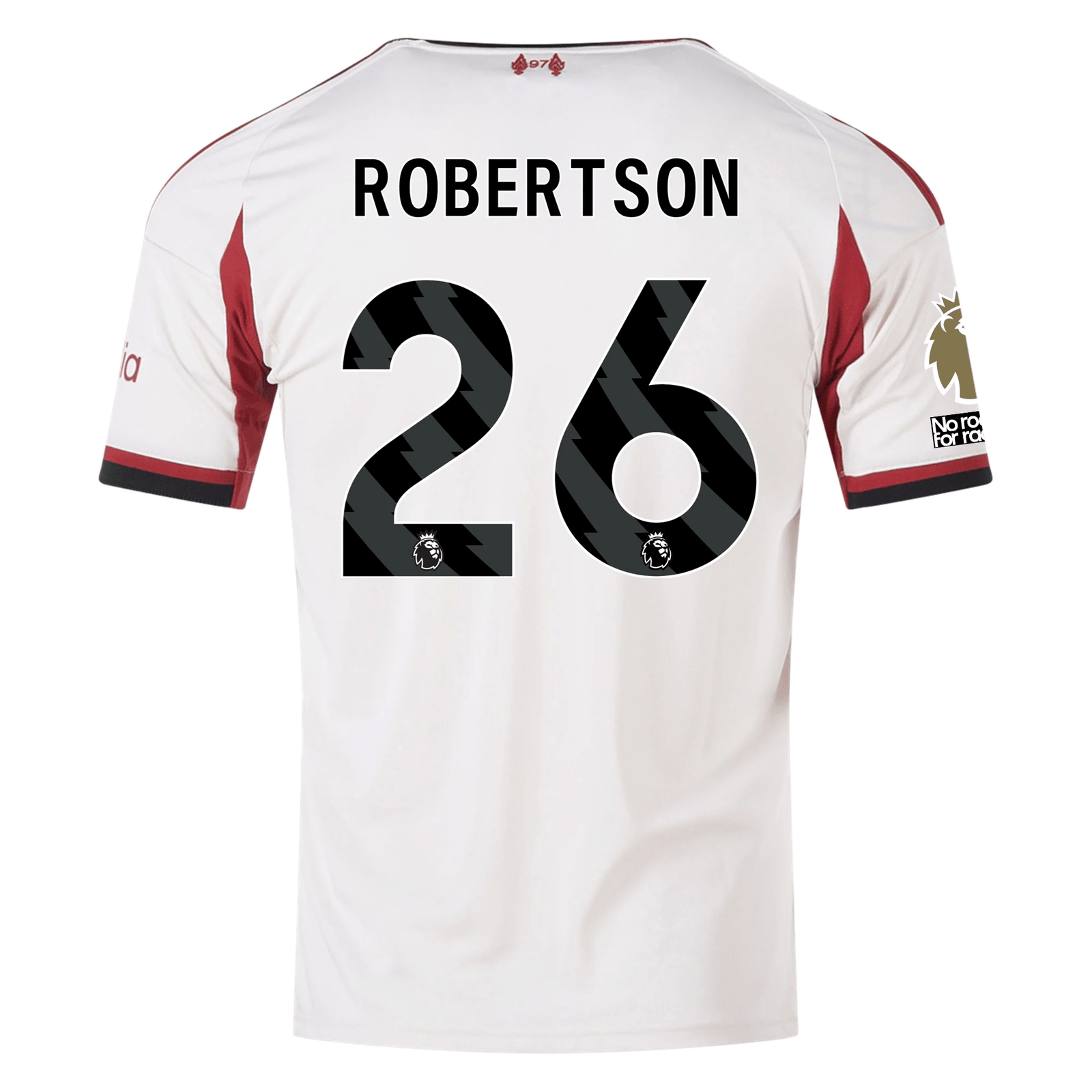 adidas Men's Liverpool Andy Robertson Away Jersey w/ EPL Champions Patch 25/26 (Wonder White) | SoccerWearhouse