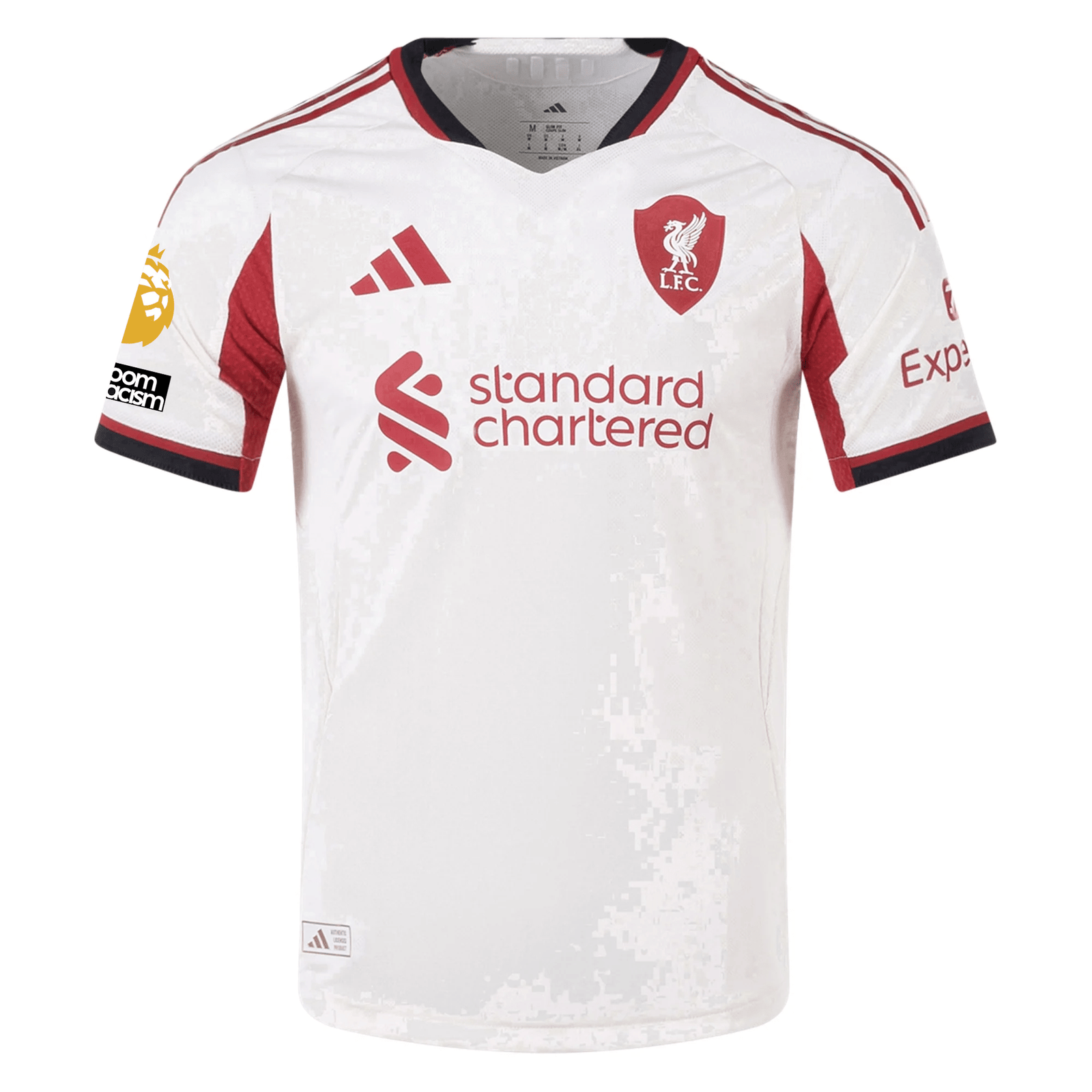 adidas Men's Liverpool Authentic Alexander Isak Away Jersey w/ EPL + No Room For Racism Patches 25/26 (Wonder White) | SoccerWearhouse