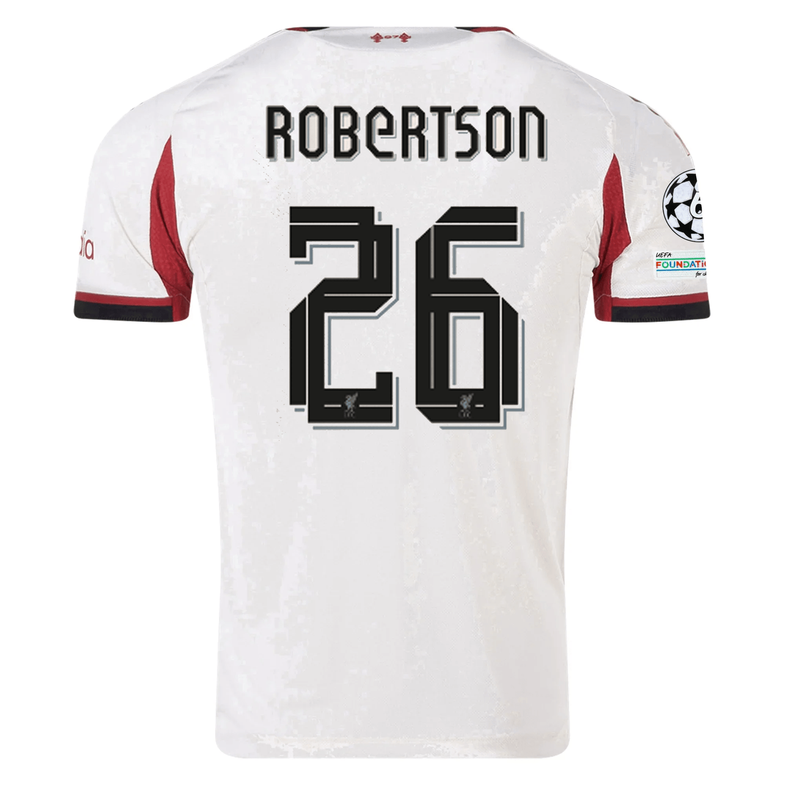 adidas Men's Liverpool Authentic Andy Robertson Away Jersey w/ Champions League Patches 25/26 (Wonder White) | SoccerWearhouse