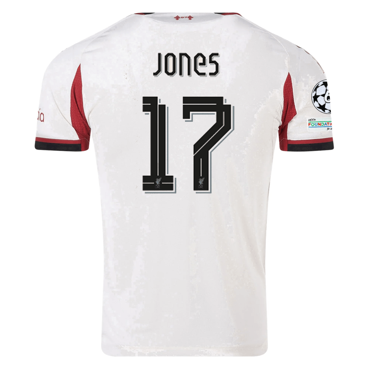adidas Men's Liverpool Authentic Curtis Jones Away Jersey w/ Champions League Patches 25/26 (Wonder White) | SoccerWearhouse