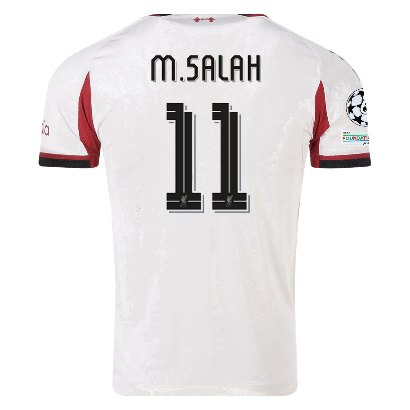 adidas Men's Liverpool Authentic Mohamed Salah Away Jersey w/ Champions League Patches 25/26 (Wonder White) | SoccerWearhouse