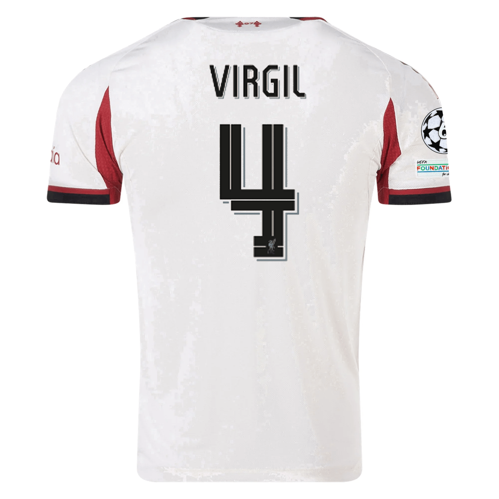 adidas Men's Liverpool Authentic Virgil van Dijk Away Jersey w/ Champions League Patches 25/26 (Wonder White) | SoccerWearhouse