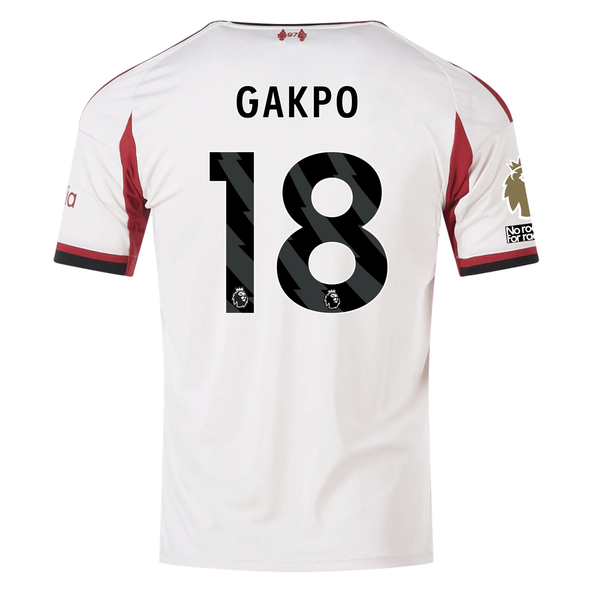 adidas Men's Liverpool Cody Gakpo Away Jersey w/ EPL Champions Patch 25/26 (Wonder White) | SoccerWearhouse