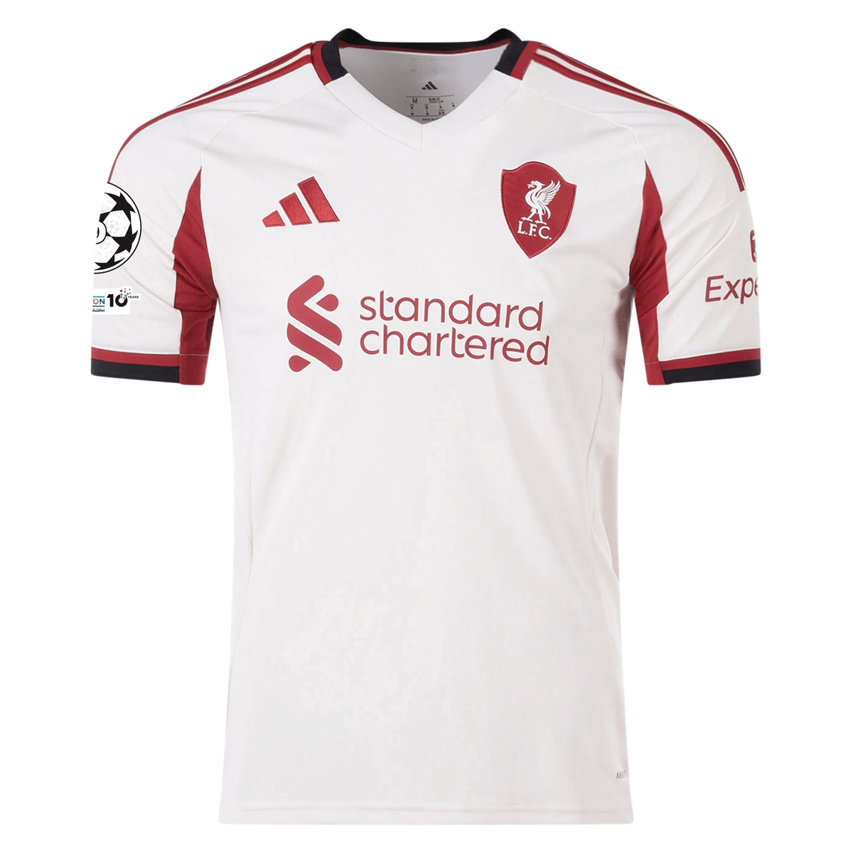 adidas Men's Liverpool Connor Bradley Away Jersey w/ Champions League Patches 25/26 (Wonder White) | SoccerWearhouse