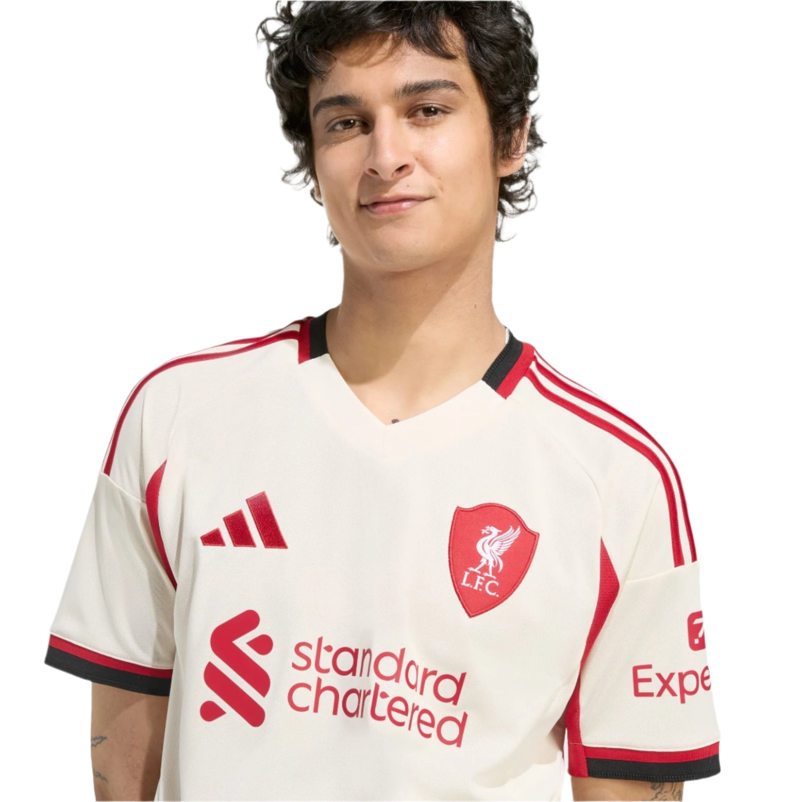adidas Men's Liverpool Connor Bradley Away Jersey w/ Champions League Patches 25/26 (Wonder White) | SoccerWearhouse