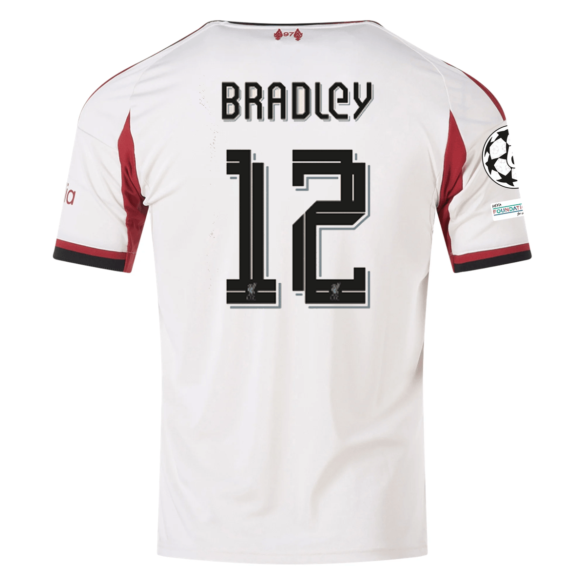 adidas Men's Liverpool Connor Bradley Away Jersey w/ Champions League Patches 25/26 (Wonder White) | SoccerWearhouse