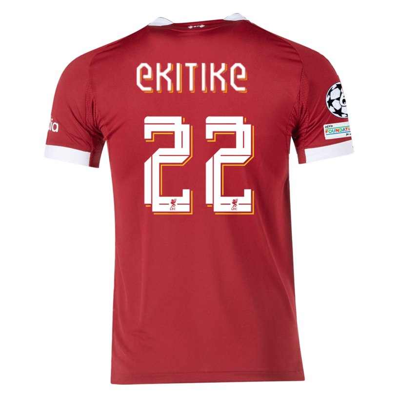 adidas Men's Liverpool Ekitike Home Jersey 25/26 w/ Champions League Patches (Strawberry Red) | SoccerWearhouse