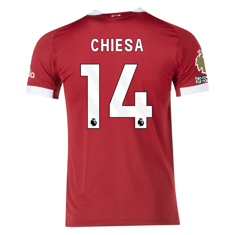 adidas Men's Liverpool FC Authentic Chiesa Home Jersey 25/26 w/ EPL + NRFR Patches (Strawberry Red) | SoccerWearhouse
