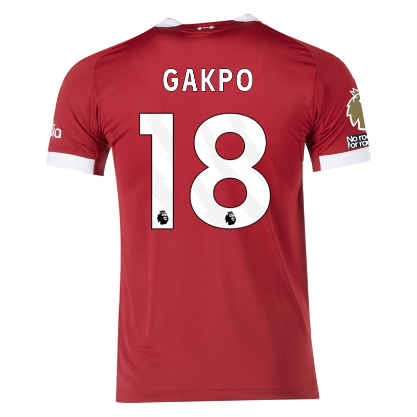 adidas Men's Liverpool FC Authentic Gakpo Home Jersey 25/26 w/ EPL + NRFR Patches (Strawberry Red) | SoccerWearhouse