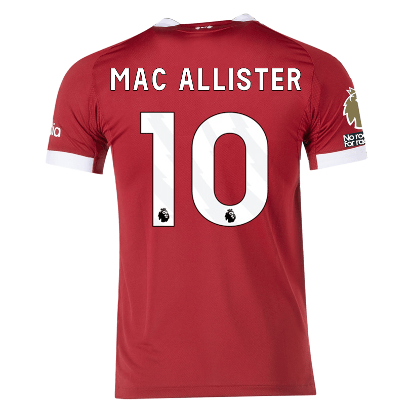 adidas Men's Liverpool FC Authentic Mac Allister Home Jersey 25/26 w/ EPL + NRFR Patches (Strawberry Red) | SoccerWearhouse