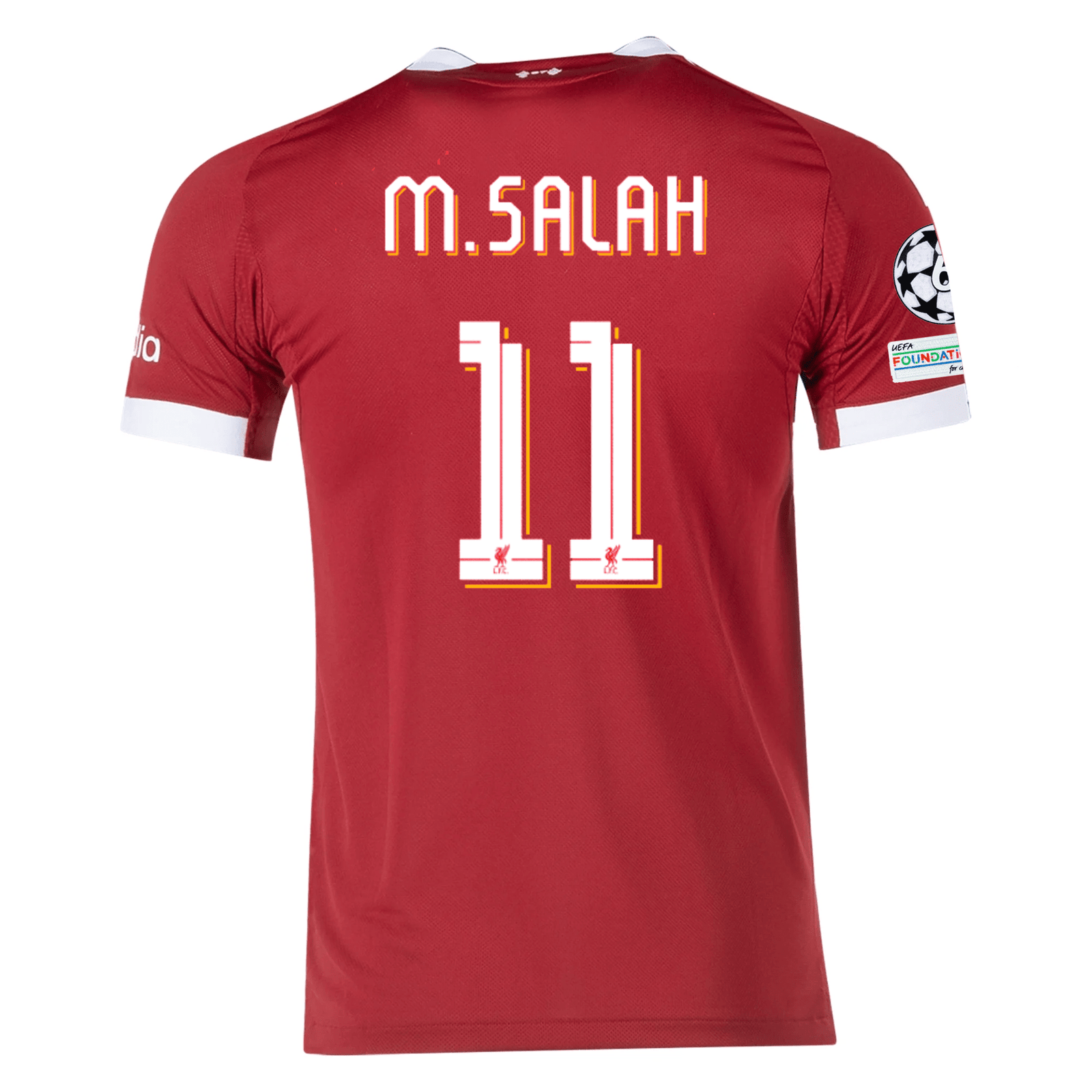 adidas Men's Liverpool FC Authentic Mohamed Salah Home Jersey 25/26 w/ Champions League Patches (Strawberry Red) | SoccerWearhouse