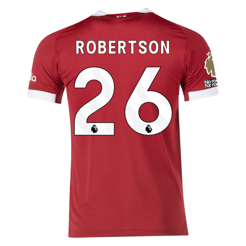 adidas Men's Liverpool FC Authentic Robertson Home Jersey 25/26 w/ EPL + NRFR Patches (Strawberry Red) | SoccerWearhouse