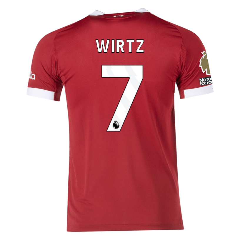 adidas Men's Liverpool FC Authentic Wirtz Home Jersey 25/26 w/ EPL + NRFR Patches (Strawberry Red) | SoccerWearhouse