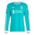 adidas Men's Liverpool FC Long Sleeve 25/26 Third Jersey w/ EPL Champions + NRFR Patch (Sea Green)