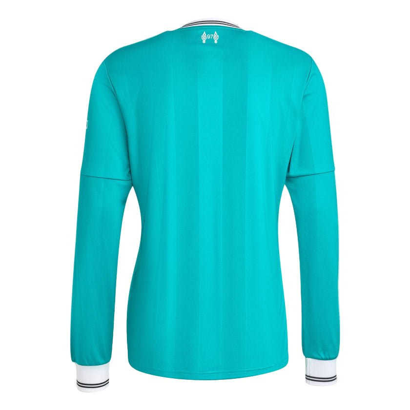 adidas Men's Liverpool FC Long Sleeve 25/26 Third Jersey w/ EPL Champions + NRFR Patch (Sea Green)
