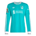 adidas Men's Liverpool FC Long Sleeve 25/26 Third Jersey w/ EPL Champions + NRFR Patch (Sea Green)
