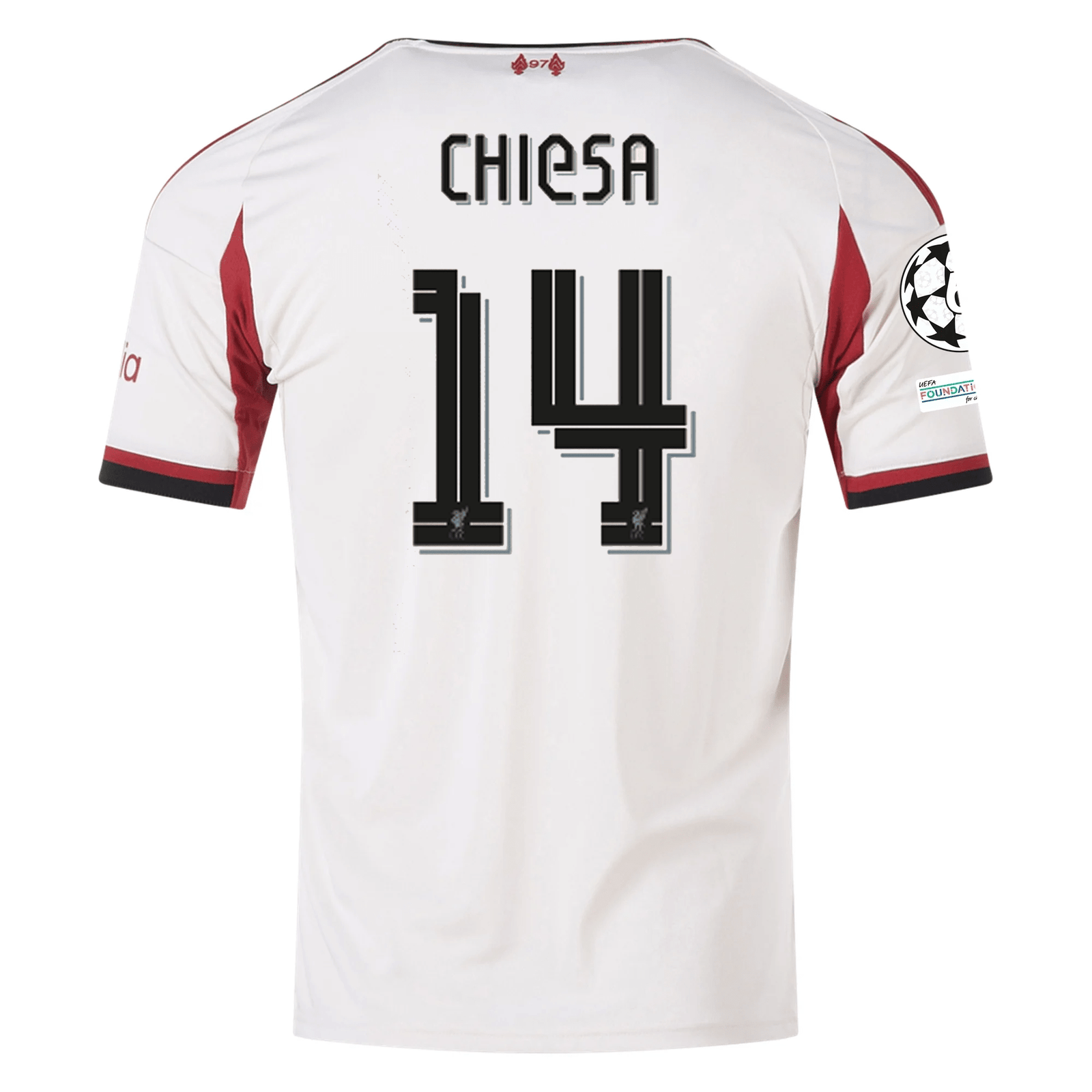 adidas Men's Liverpool Federico Chiesa Away Jersey w/ Champions League Patches 25/26 (Wonder White) | SoccerWearhouse