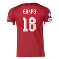 adidas Men's Liverpool Gakpo Home Jersey 25/26 w/ Champions League Patches (Strawberry Red)