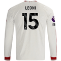 adidas Mens Liverpool Giovanni Leoni Long Sleeve Away Jersey w/ EPL + No Room For Racism Patches 26/27 (White/Red)