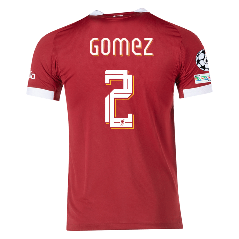 adidas Men's Liverpool Gomez Home Jersey 25/26 w/ Champions League Patches (Strawberry Red) | SoccerWearhouse
