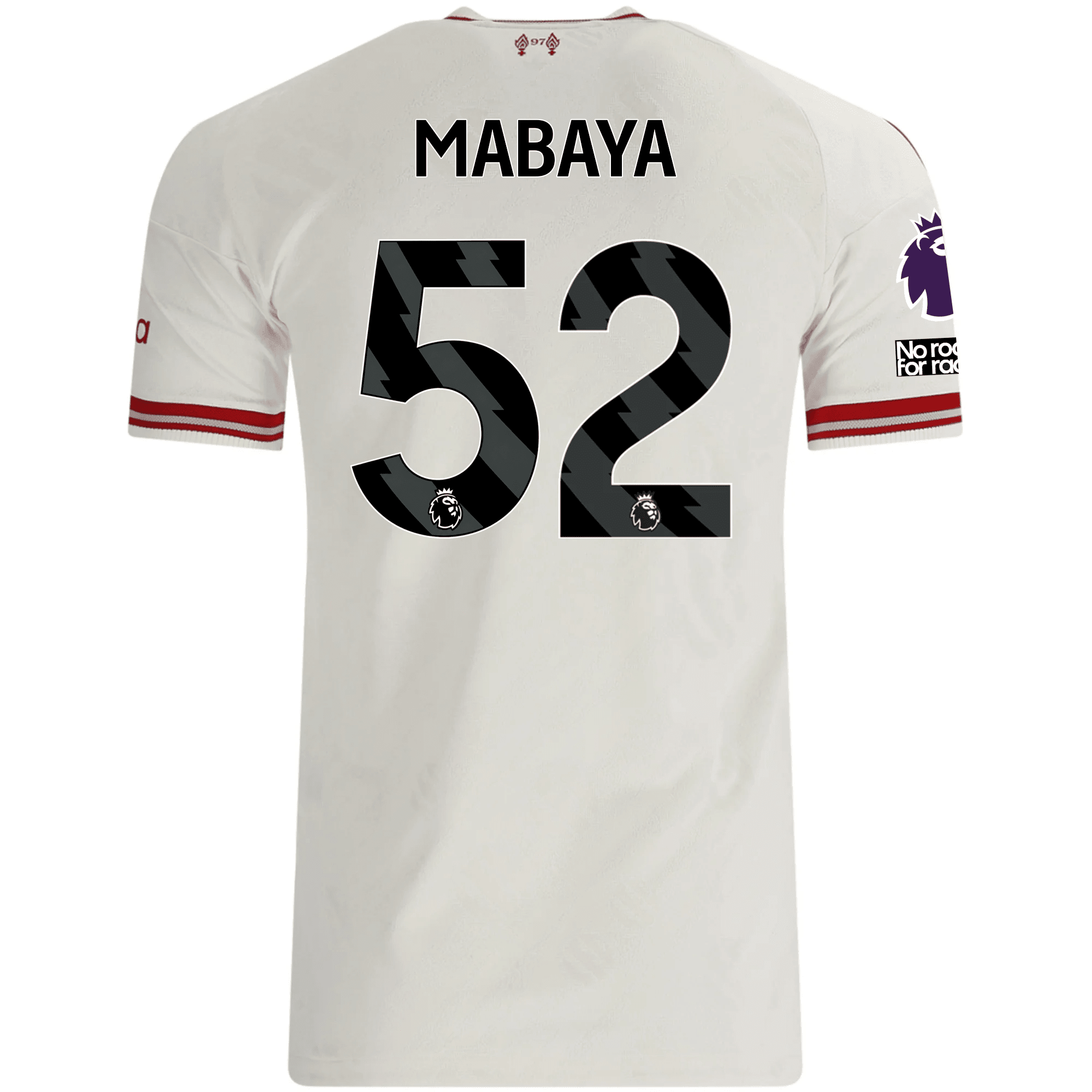 adidas Mens Liverpool Isaac Mabaya Authentic Away Jersey w/ EPL + No Room For Racsim Patches 26/27 (White)