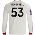 adidas Mens Liverpool James McConnell Long Sleeve Away Jersey w/ EPL + No Room For Racism Patches 26/27 (White/Red)