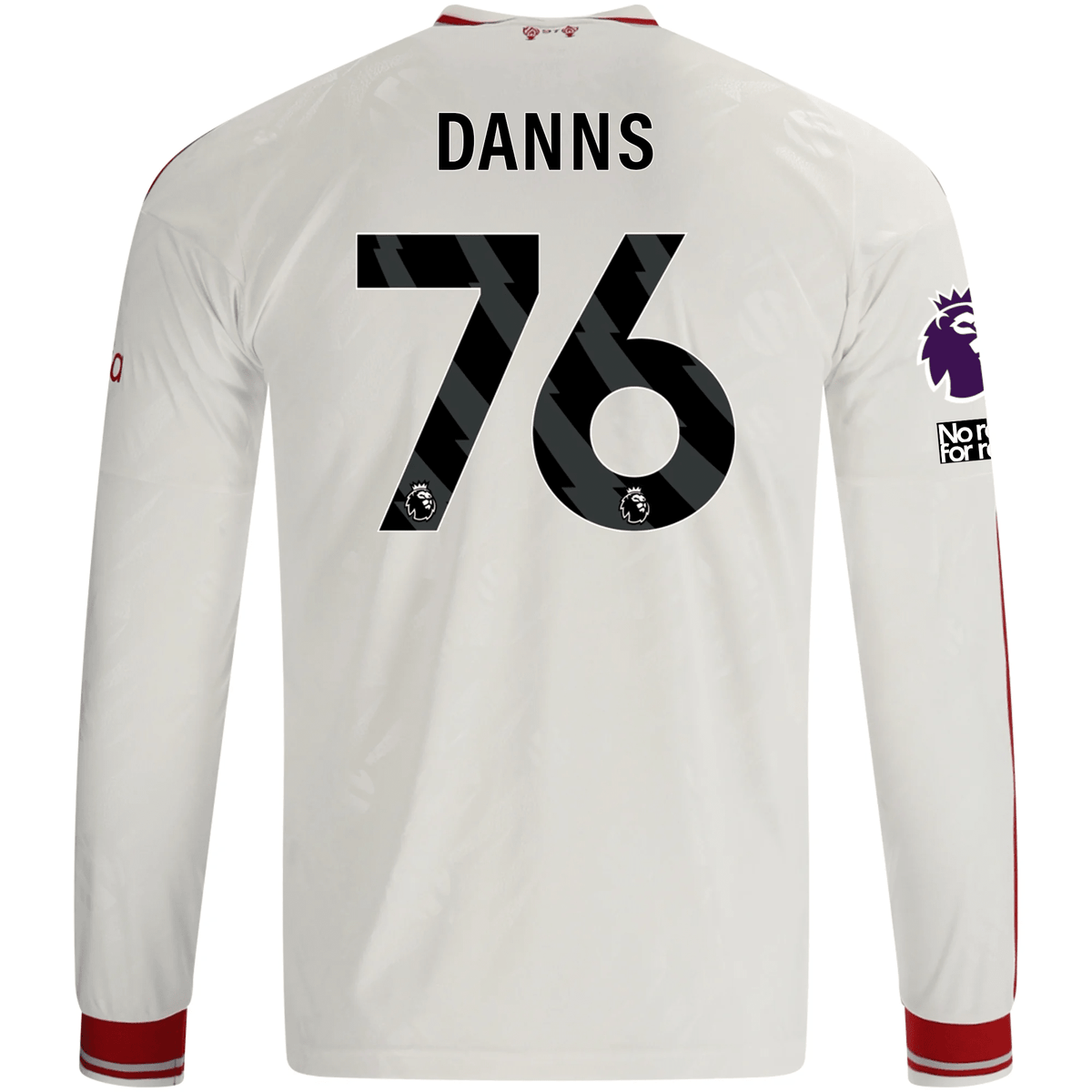 adidas Mens Liverpool Jayden Danns Long Sleeve Away Jersey w/ EPL + No Room For Racism Patches 26/27 (White/Red) | SoccerWearhouse