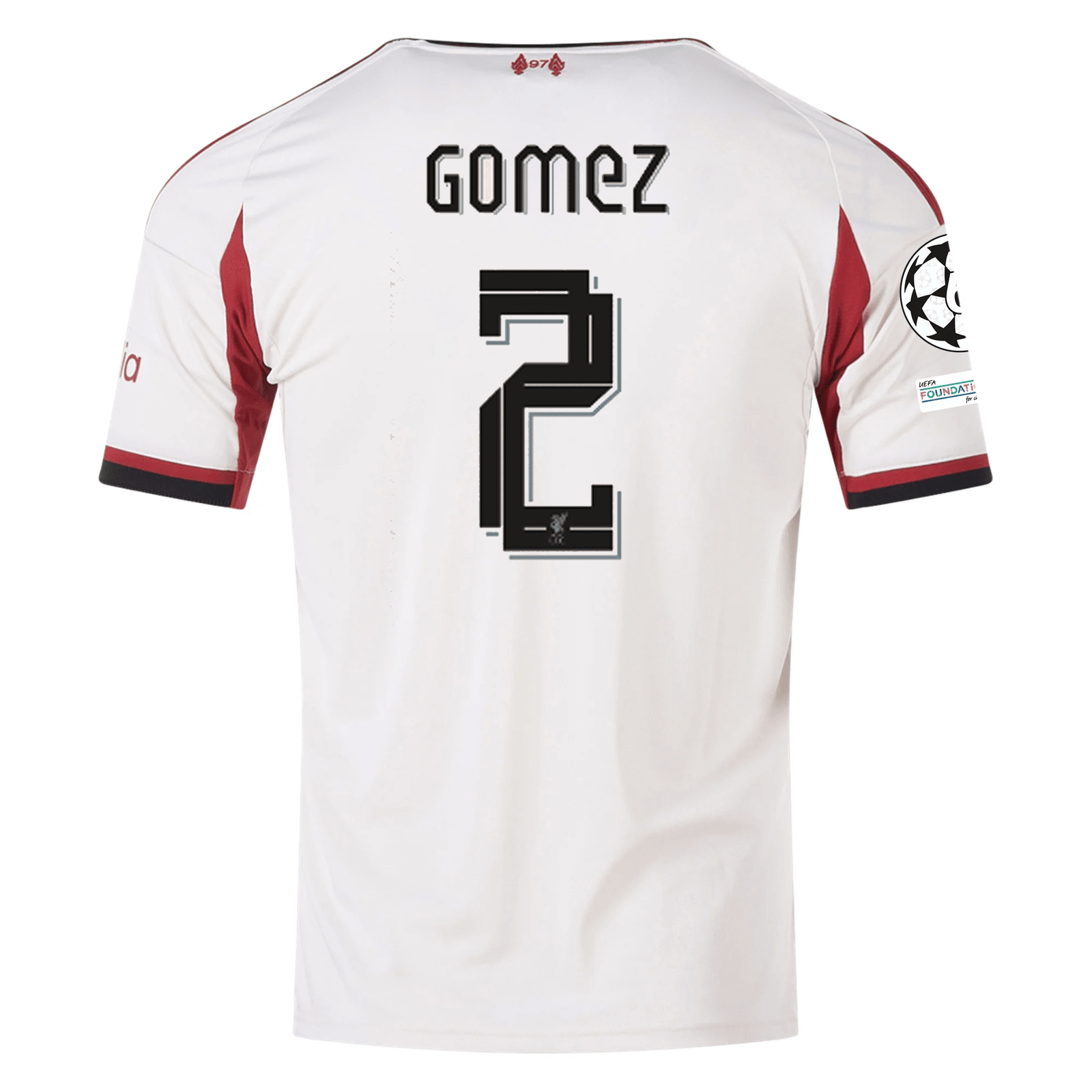 adidas Men's Liverpool Joe Gomez Away Jersey w/ Champions League Patches 25/26 (Wonder White) | SoccerWearhouse