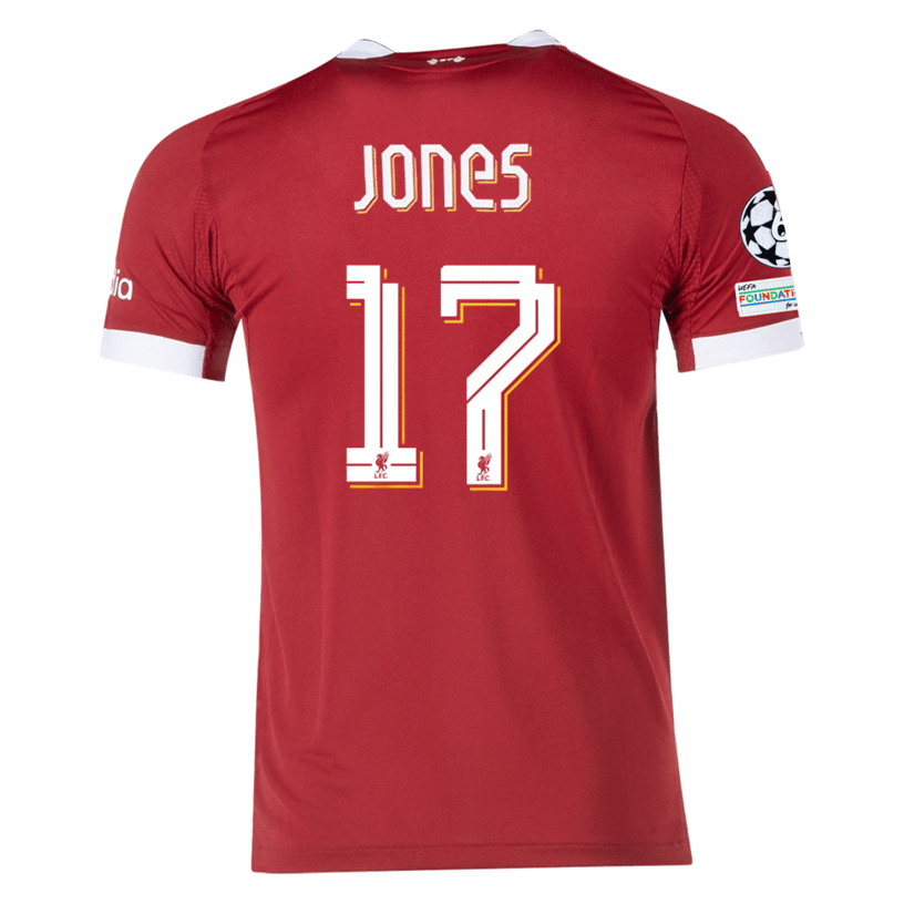 adidas Men's Liverpool Jones Home Jersey 25/26 w/ Champions League Patches (Strawberry Red) | SoccerWearhouse