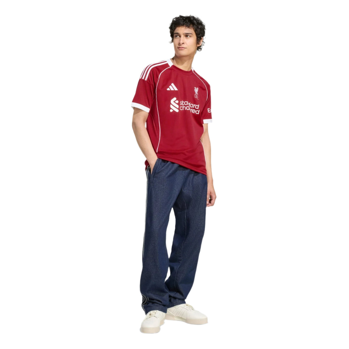 adidas Men's Liverpool Leoni Home Jersey 25/26 w/ Champions League Patches (Strawberry Red) | SoccerWearhouse