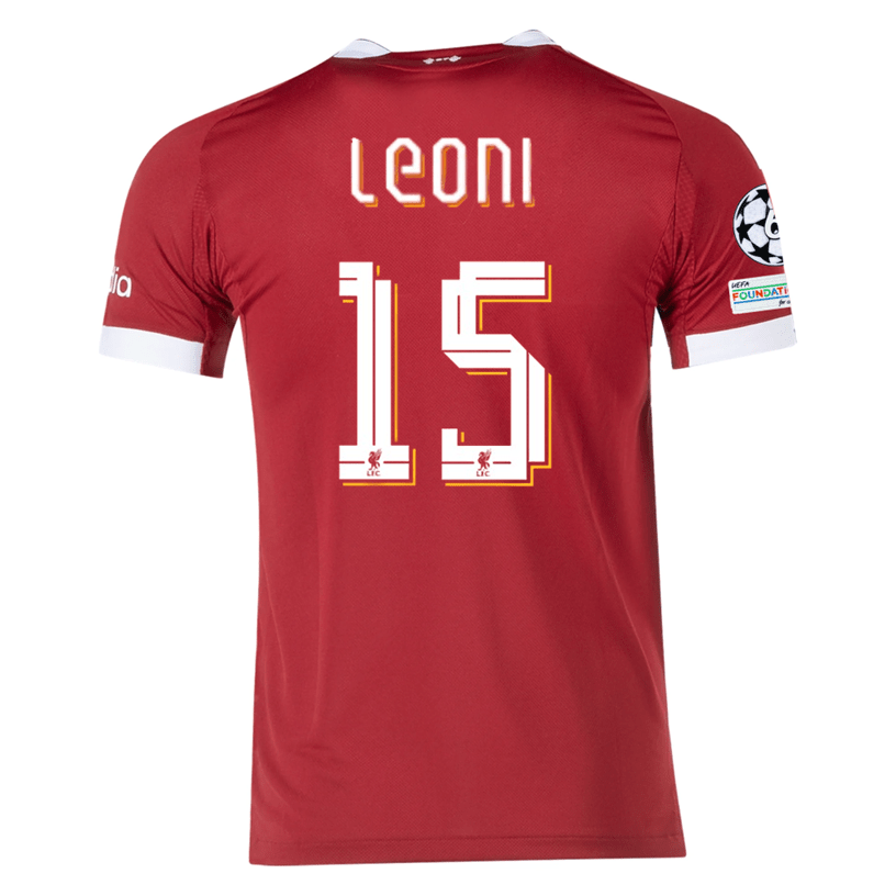 adidas Men's Liverpool Leoni Home Jersey 25/26 w/ Champions League Patches (Strawberry Red) | SoccerWearhouse