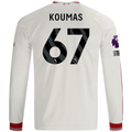 adidas Mens Liverpool Lewis Koumas Long Sleeve Away Jersey w/ EPL + No Room For Racism Patches 26/27 (White/Red)