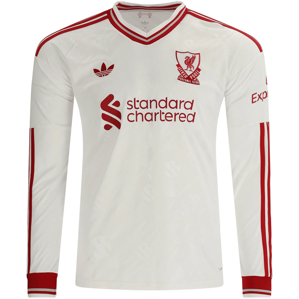 adidas Mens Liverpool Long Sleeve Away Jersey 26/27 (White/Red) | SoccerWearhouse
