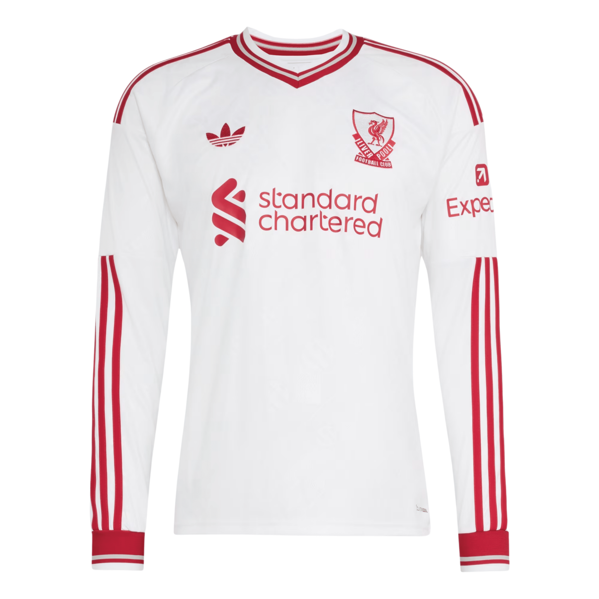 adidas Mens Liverpool Long Sleeve Away Jersey 26/27 (White/Red)