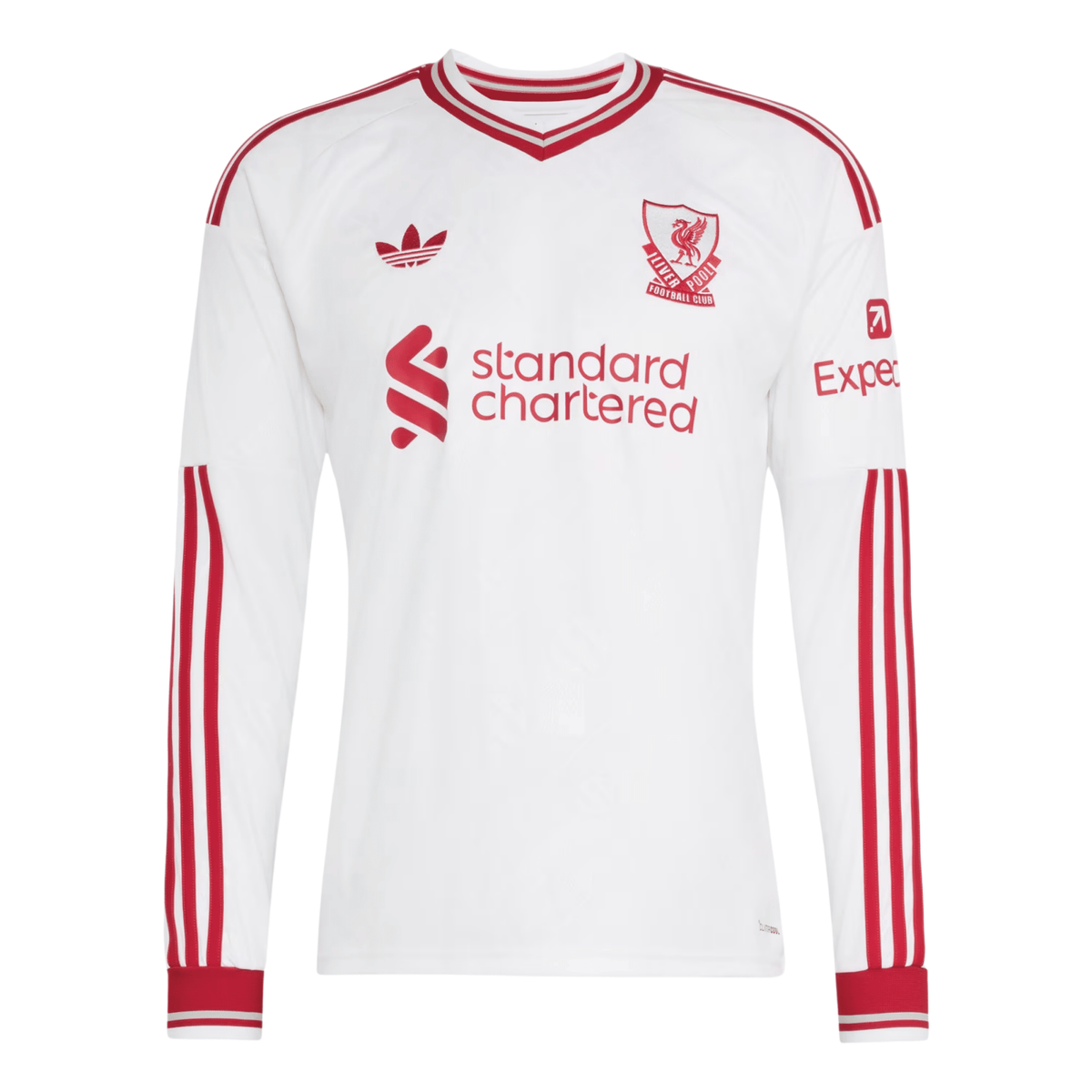 adidas Mens Liverpool Long Sleeve Away Jersey 26/27 (White/Red) | SoccerWearhouse