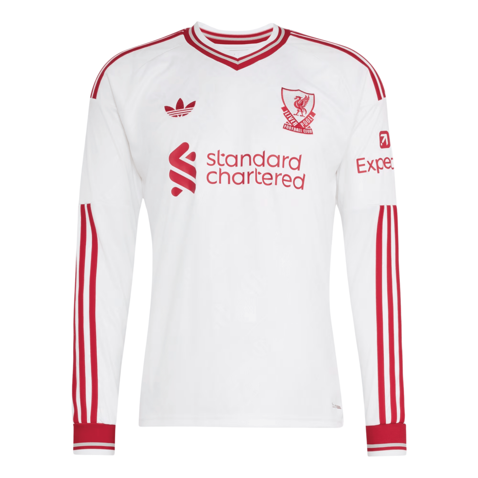 adidas Mens Liverpool Long Sleeve Away Jersey 26/27 (White/Red) | SoccerWearhouse
