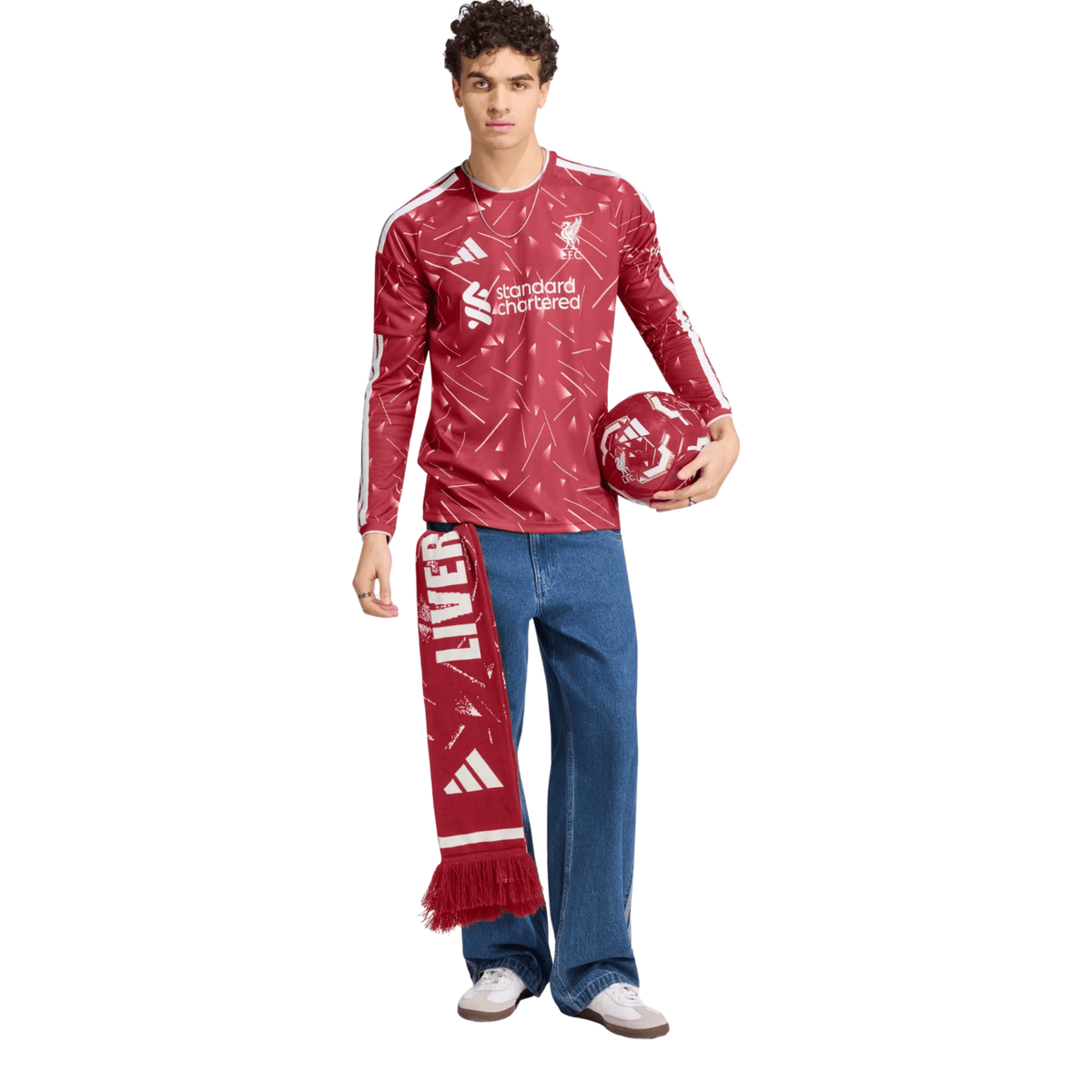 adidas Mens Liverpool Long Sleeve Home Jersey 26/27 (Red) | SoccerWearhouse