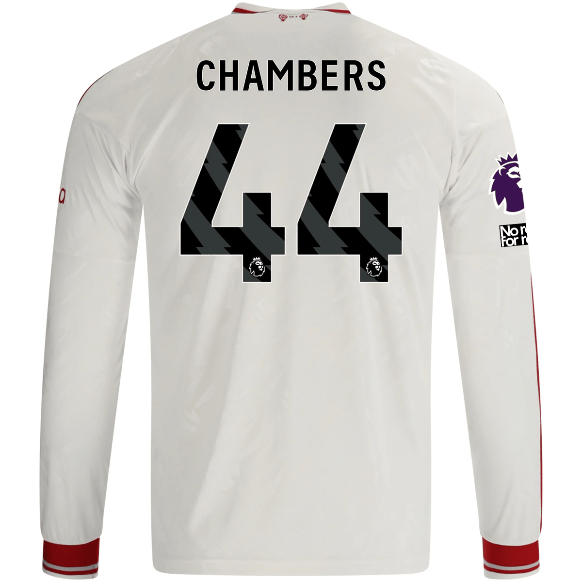 adidas Mens Liverpool Luke Chambers Long Sleeve Away Jersey w/ EPL + No Room For Racism Patches 26/27 (White/Red) | SoccerWearhouse