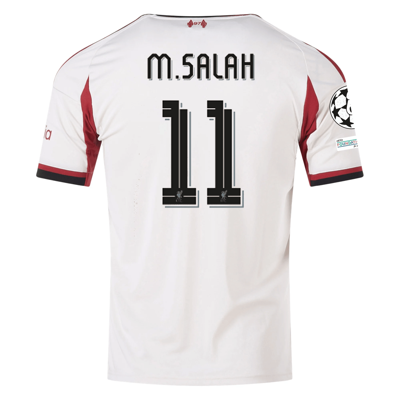 adidas Men's Liverpool Mohamed Salah Away Jersey w/ Champions League Patches 25/26 (Wonder White) | SoccerWearhouse