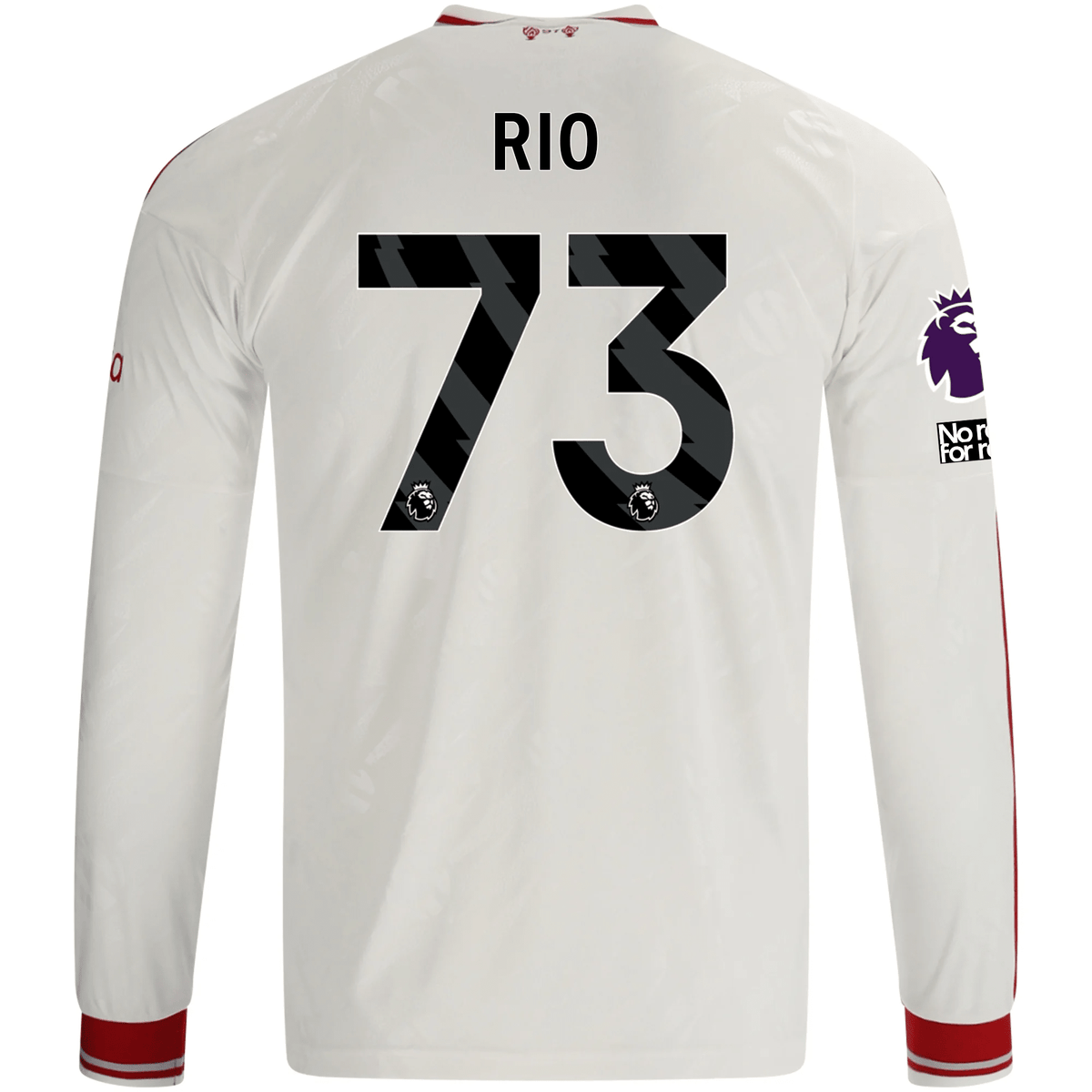 adidas Mens Liverpool Rio Ngumoha Long Sleeve Away Jersey w/ EPL + No Room For Racism Patches 26/27 (White/Red) | SoccerWearhouse