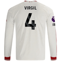 adidas Mens Liverpool Virgil van Dijk Long Sleeve Away Jersey w/ EPL + No Room For Racism Patches 26/27 (White/Red)