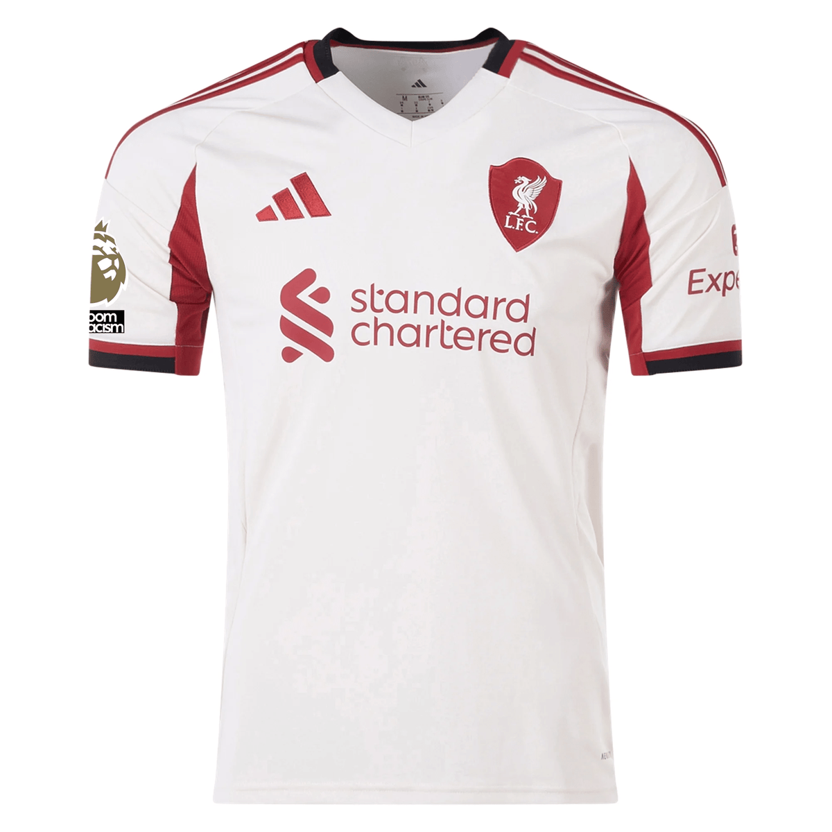 adidas Men's Liverpool YNWA Away Jersey w/ EPL Champions Patch 25/26 (Wonder White) | SoccerWearhouse