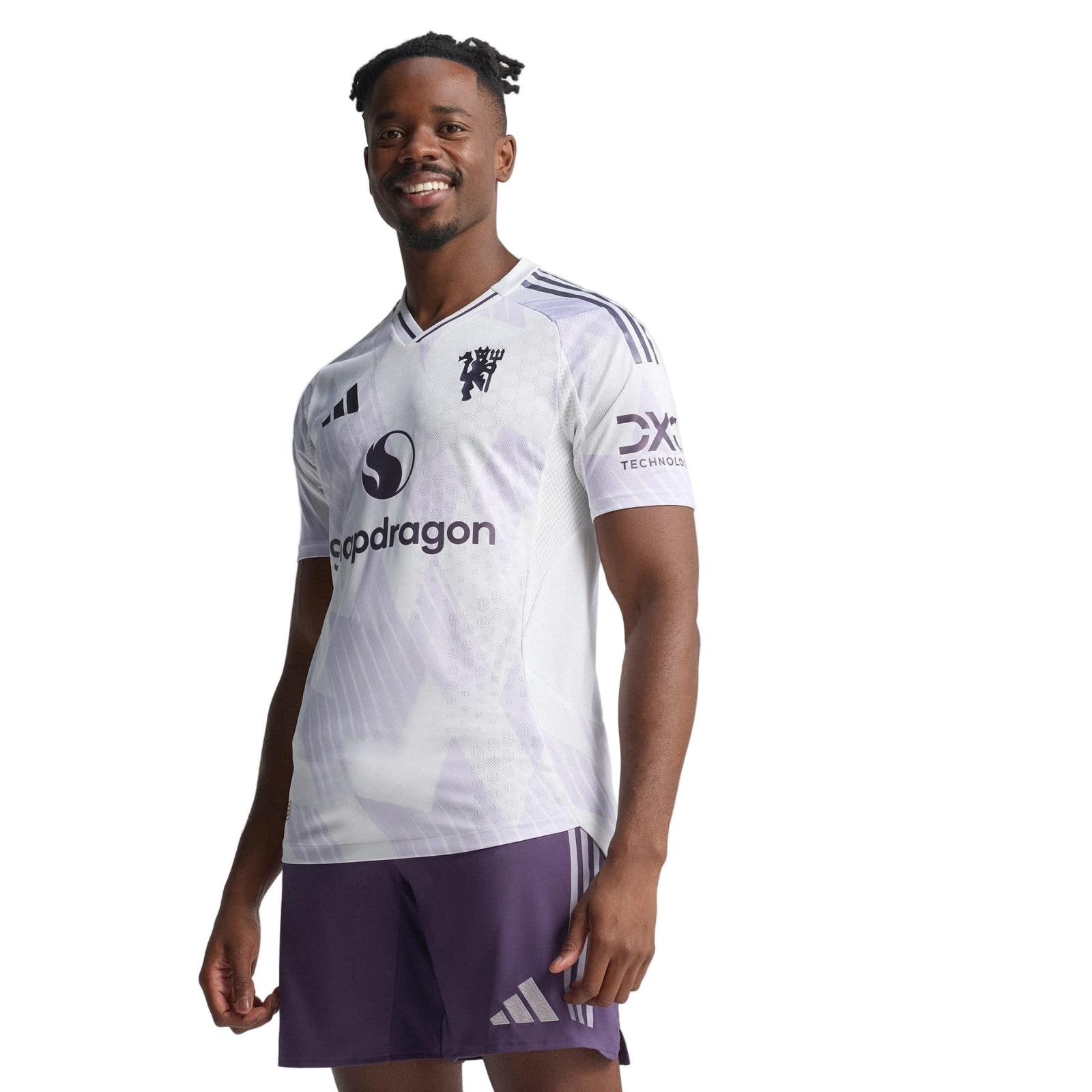 adidas Men's Manchester United 25/26 Authentic Away Jersey (White/Purple) | SoccerWearhouse