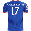adidas Mens Manchester United Andrey Santos Away Jersey w/ Champions League Patches 26/27 (Blue)