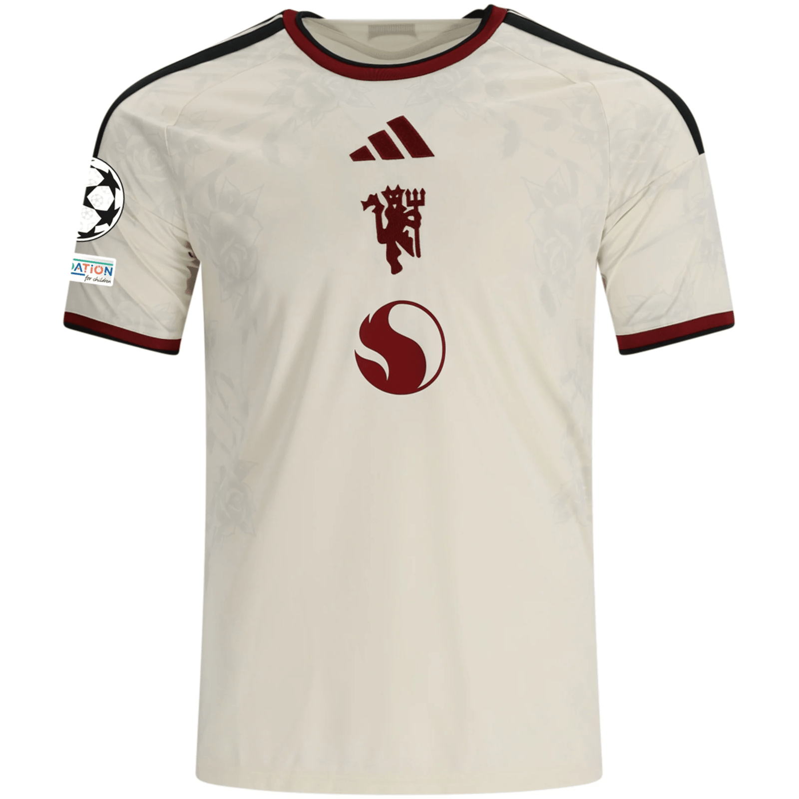 adidas Mens Manchester United Authentic Bruno Fernandes Third Jersey w/ Champions League Patches 26/27 (Ivory) | SoccerWearhouse