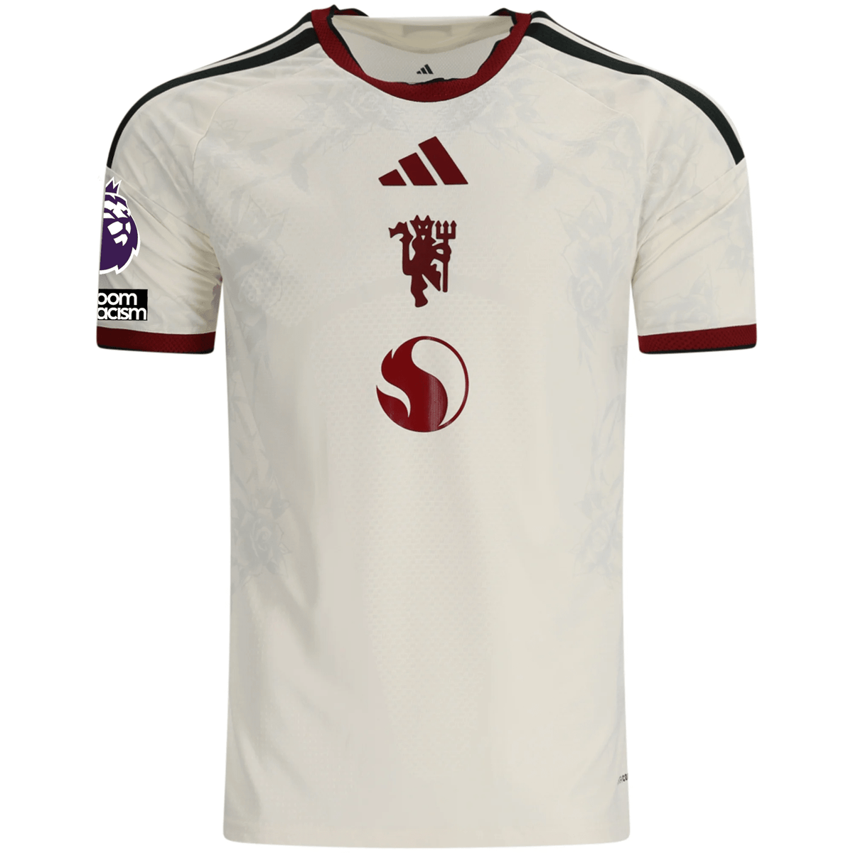 adidas Mens Manchester United Authentic Bruno Fernandes Third Jersey w/ EPL + No Room For Racism Patches 26/27 (Ivory) | SoccerWearhouse